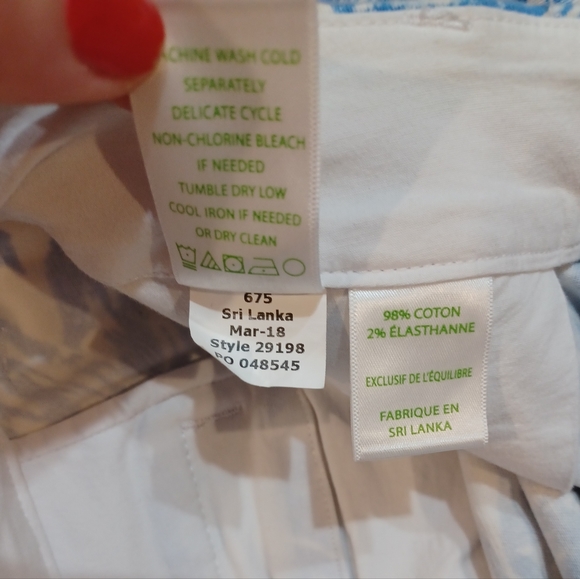 Lilly Pulitzer Sadie Stretch Crop Chino Pants Resort White Blue On A Roll - Picture 10 of 10